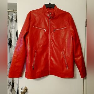 Men's Red Faux Leather Jacket